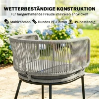 Outsunny Gartenstühle 2 Stück Polyrattan Gartensessel mit waschbar Kissen Verstellbare Füße Stahlrahmen, UV-beständig(m-5)
