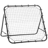 HOMCOM Rebounder für Fußball, 84 x 84 cm Fussball Rebounder mit stufenlos verstellbarem Winkel, Kickback Rückprallwand Fußballtor für Jugendliche Schuss-, Pass- und Ballannahmetraining Schwarz(m-1)
