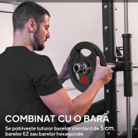 SPORTNOW Set Discuri Greutăți 2 x 10 kg cu Orificiu de 5 cm și 3 Mânere, Oțel cu Acoperire din Plastic, Negru(m-5)