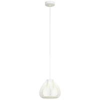 HOMCOM Candeeiro Suspensoo Moderno Candeeiro de Teto com Ecrã de Impressão 3D Iluminação para Sala de Jantar Ø20,5x17,5 cm Branco(m-1)