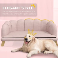 PawHut Haustiersofa für mittelgroße und große Hunde bis 25 kg, robustes Holz, gepolstert, Rosa(m-4)
