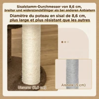 PawHut Zgârietoare pentru Pisici cu 3 Nivele, Culcuș din Pluș și Stâlpi din Sisal, Ø40x65 cm, Maro(m-6)