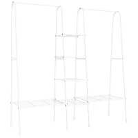 HOMCOM Kleiderständer mit Schuhablage Freistehender Kleiderstange Garderobenständer Stahl Weiß 176 x 47 x 177 cm(m-1)