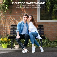 Outsunny Gartenbank Sitzbank Parkbank, Lattendesign, wetterbeständig, Aluminium, 123 x 67 x 79 cm, Schwarz(m-5)