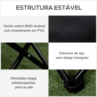 Outsunny Cadeira de Campismo Dobrável Cadeira de Pesca Portátil com Bolsa de Transporte e Estrutura de Aço 61x54x66 cm Preto(m-6)
