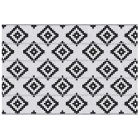 Covor de Exterior Outsunny pentru Balcon și Terasă Reversibil cu Motiv Geometric, 2.74x1.82 m, Negru și Alb(m-7)