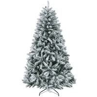 HOMCOM Árvore de Natal Artificial Nevado 180 cm com 796 Ramos e Suporte de Metal Árvore Natalina Nevado para Interior Verde(m-1)