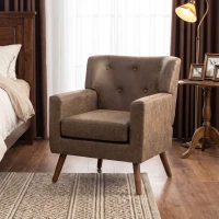 HOMCOM Cadeirão Relax Individual em PU com Almofada de Assento com Molas, Encosto Acolchoado e Pés de Madeira 72x76x80 cm Castanho(m-8)