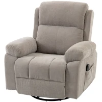HOMCOM Relaxsessel Fernsehsessel 360° Drehbarer Massagesessel mit Wärme, Massage, Chenille-Optik, Beige(m-11)