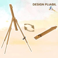 Vinsetto Sevalet pentru Pictura Pliabil din Lemn de Fag cu Inaltime si Inclinare Reglabile, 93x84x183 cm, Lemn natur(m-7)