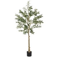 HOMCOM Oliveira Artificial Planta Artificial Decorativa de Interior com 32 Azeitonas Decoração  Ø15x150 cm Verde