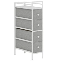 HOMCOM Móvel de Arrumação Estreito com 4 Gavetas de Tecido para Espaços Pequenos 20x43x81,5 cm Cinzento Claro(m-1)