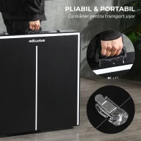 SPORTNOW Masă de Ping Pong Pliabilă cu Mâner pentru Transport, din Aluminiu și Lemn, 152x76x72 cm, Negru(m-4)