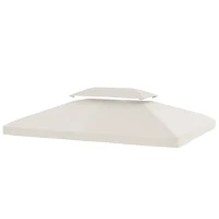 Outsunny Toldo de Substituição 4x3 m com Teto Duplo Orifícios de Drenagem e Proteção UV Apenas Toldo NÃO Inclui Estrutura Creme(m-11)