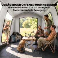 Outsunny Aufblasbares Zelt 2-4 Personen Schneller Aufbau Outdoor Zelt für Camping mit Luftpumpe Mesh Fenster Heringen Vordach(m-5)
