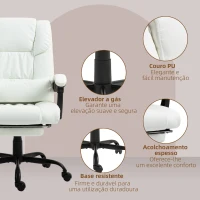 Vinsetto Cadeira de Escritório com Massagem de 6 Pontos Encosto Alto Reclinável Apoio para Pés e Controlo Remoto 66x75x112-122 cm Branco(m-9)