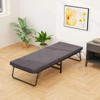 HOMCOM Cama Dobrável 70x180 cm com Colchão de Espuma Cama Dobrável com Encosto Ajustável em 5 Posições e Rodas Marrom(m-10)