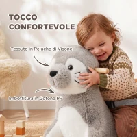 AIYAPLAY Cavallo a Dondolo per Bambini 1-3 Anni a Forma di Foca con Suoni Realistici, Cintura di Sicurezza, Grigio(m-6)