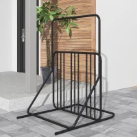 DURHAND Fahrradständer für 4 Fahrräder, wetterbeständig, zusätzliche Halterung, 102 x 92 x 130 cm, Schwarz(m-10)