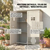 Outsunny Gartenschrank Holz Geräteschuppen Gerätehaus Geräteschrank Pultdach Garten Grau 127,5x50x164cm(m-6)