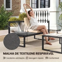 Outsunny Conjunto de Jardim Exterior de 4 Peças com 2 Sofás de 2 Lugares 1 Cadeira sem Braços e Mesa de Centro com Almofadas Caqui(m-5)