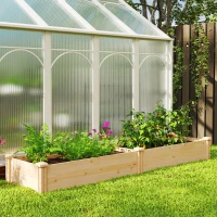 Outsunny Hochbeet Holz, Pflanzbeet mit Trennwand Offenem Boden, Frühbeet Gartenbeet 235 x 66 x 26 cm Naturholz(m-9)