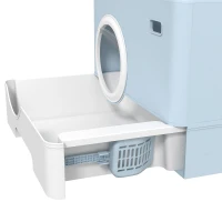 PawHut Caixa de Areia para Gatos com Pá Bandeja Removível 2 Portas Entrada Frontal e Saída Superior 52x41x38,5 cm Azul Claro(m-9)