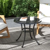 Outsunny Gartentisch Loungetisch Balkontisch, Vintage-Design, 60 x 60 x 53 cm, Schwarz(m-10)