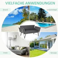 Outsunny Polyrattan Gartensofa 2 Sitzer Gartenmöbel Loungesofa Gartenbank Gartenliege klappbar Armlehnen Stahl Grau 129 x 63 x 67 cm(m-7)