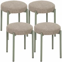 HOMCOM Lote de 4 Taburetes Apilables Redondos con Asiento Acolchado, sin Respaldo, Ahorro de Espacio, 45 x 45 x 47,5 cm, Marrón Cair(m-1)