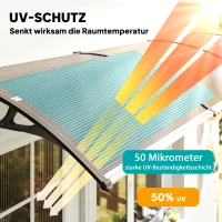 Outsunny Vordach für Haustür/Fenster, wetterfest, Braun, Aluminium-Verbindungstangen/Polycarbonat, 303x96x27cm, Schwarz(m-4)