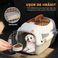 PawHut Cușcă de Transport pentru Pisici și Câini Mici până la 4 kg din Plastic, cu Fereastră Superioară, 49x32x31 cm, Gri(m-7)