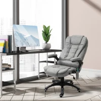 Vinsetto Chefsessel mit Massage- & Wärmefunktion, ergonomisch, verstellbar, bis 120kg, Grau(m-10)