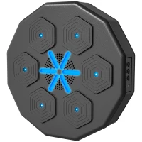 SPORTNOW Boxtrainer mit Musikfunktion, Bluetooth, leuchtende Punkte, Wandaufhängung, Kunstleder, Schwarz(m-11)