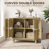 HOMCOM 80cm Sideboard Buffet Cabinet, Storage Cabinet with 2 Curved Doors, Adjustable Shelf and Legs for Dining Room, Oak(m-4)