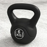 HOMCOM Kettlebell 6kg din plastic și nisip cu bază plată și mâner, 20x13x22 cm, negru(m-9)