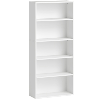 Bibliotecă Mobilă cu 5 Rafturi din Lemn Alb