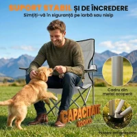 Outsunny Set Scaune de Camping cu Suport pentru Pahare și Genți, Gri(m-6)