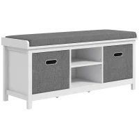 HOMCOM Bancă pentru Pantofi cu Raft Reglabil pe 3 Niveluri și 2 Sertare, din PAL, 105x35x47 cm, Alb și Gri(m-12)