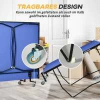 SPORTNOW Tischtennisplatte, klappbar, 8 Räder, pulverbeschichteter Stahlrahmen, MDF, 274 x 152,5 x 76 cm, Blau(m-5)