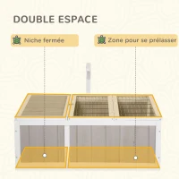 PawHut Maison enclos cage pour petit animal tortue avec 2 espaces dim. 91,5L x 61l x 33H cm - bois de sapin(m-4)