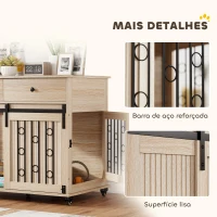 PawHut Gaiola para Cães Médios e Grandes Mesa de Apoio Moderna com 2 Gavetas 2 Portas e Fecho 100x56x81 cm Carvalho(m-8)