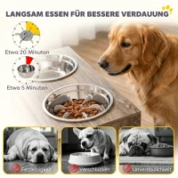 PawHut Hundefutterstation mit 2 Edelstahl-Näpfen, Schrank für Utensilien, für große Hunde, Zubehör, Braun(m-7)