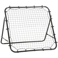 HOMCOM Rebounder für Fußball, 84 x 84 cm Fussball Rebounder mit stufenlos verstellbarem Winkel, Kickback Rückprallwand Fußballtor für Jugendliche Schuss-, Pass- und Ballannahmetraining Schwarz(m-12)