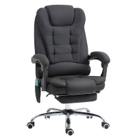 Vinsetto Cadeira de Escritório com 6 Pontos de Massagem Giratória com Encosto Reclinável 135º Função de Aquecimento 65x70x111-119 cm Preto