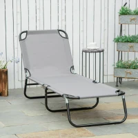 Outsunny Espreguiçadeira Dobrável Reclinável com Ângulo Ajustável de 3 Posições para Exterior Carga 120 kg 188x56x28 cm Cinza(m-12)