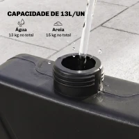 Outsunny Conjunto de Pesos para Base de Chapéu de Sol de 4 Peças Preenchível com 52 Litros de Água 60 kg de Areia ou 70 kg Ambos Preto(m-5)