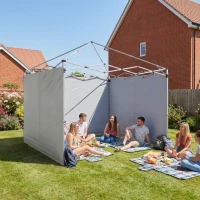 Outsunny 3-teiliges Set Seitenteile mit Reißverschluss für 3 x 3 m Pavillon, Hellgrau(m-9)
