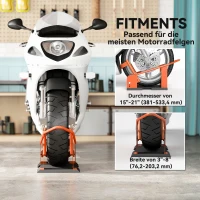 HOMCOM Motorradständer für 15-21", 381-533,4 mm Vorderrad, einstellbare Motorradwippe 816,5 kg Tragkraft Orange(m-4)