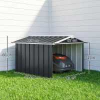 Outsunny Garagem para Corta-Relvas Robótico em Aço Galvanizado com Telhado de Duas Águas para Jardim Exterior 87x103x66 cm Cinzento Escuro(m-3)